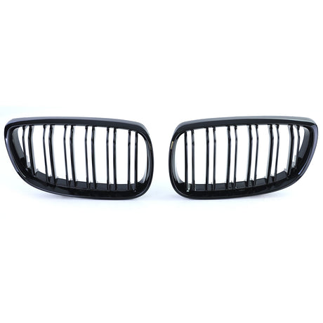Grilles de calandre noir brillant pour BMW Série 3 E92 E93 look M Performance (2006 à 2014), double lame