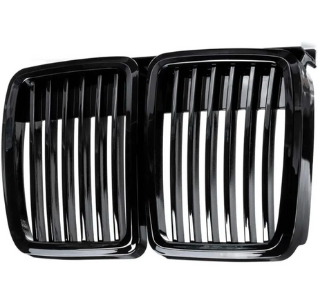 Grilles de calandre noir brillant pour BMW Série 3 et M3 E30 (1982 à 1991), coloris noir brillant