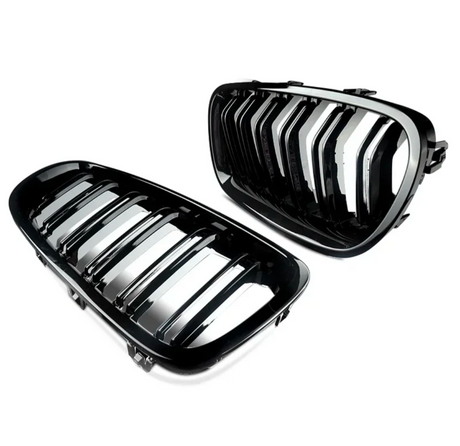Grilles de calandre noir brillant pour BMW Série 5 M5 F10 F11 Berline et Touring (2010 à 2017), finition noir brillant