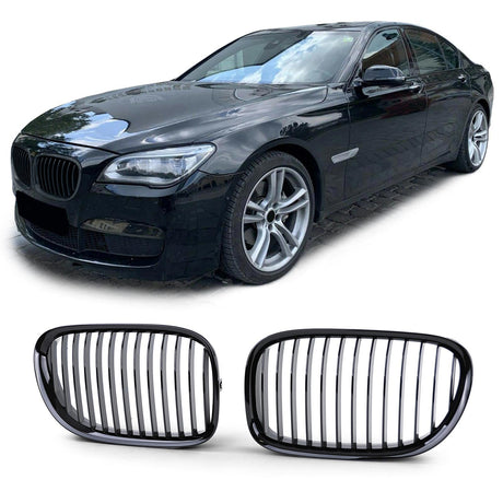 Grilles de calandre noir brillant pour BMW Série 7 F01 F02 F03 F04 (2009 à 2015), vue 13