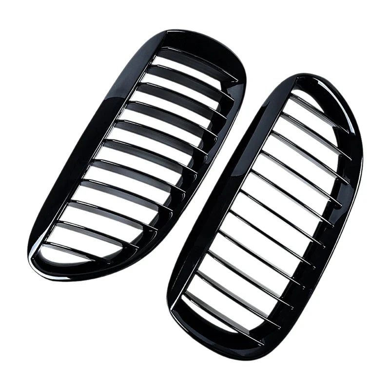 Grilles de calandre noires brillantes pour BMW Série 6 et M6 E63 E64 (2003 à 2010), simple lame