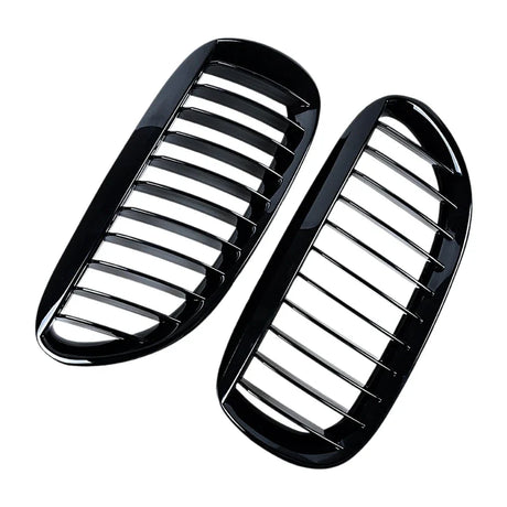 Grilles de calandre noires brillantes pour BMW Série 6 et M6 E63 E64 (2003 à 2010), simple lame