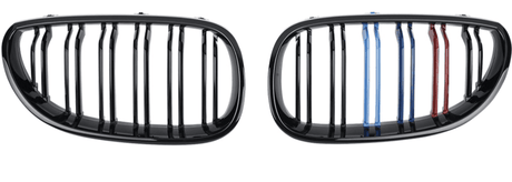 Grilles de calandre noires brillantes type Motorsport pour BMW Série 5 M5 E60 E61 (2003 à 2010), couleurs M