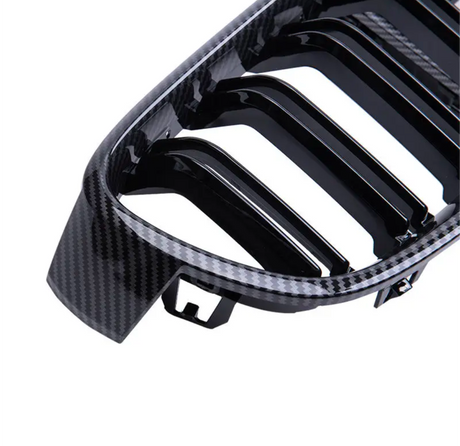 Grilles de calandre noires type M3 Competition pour BMW Série 3 F30 (2011 à 2019), look carbone