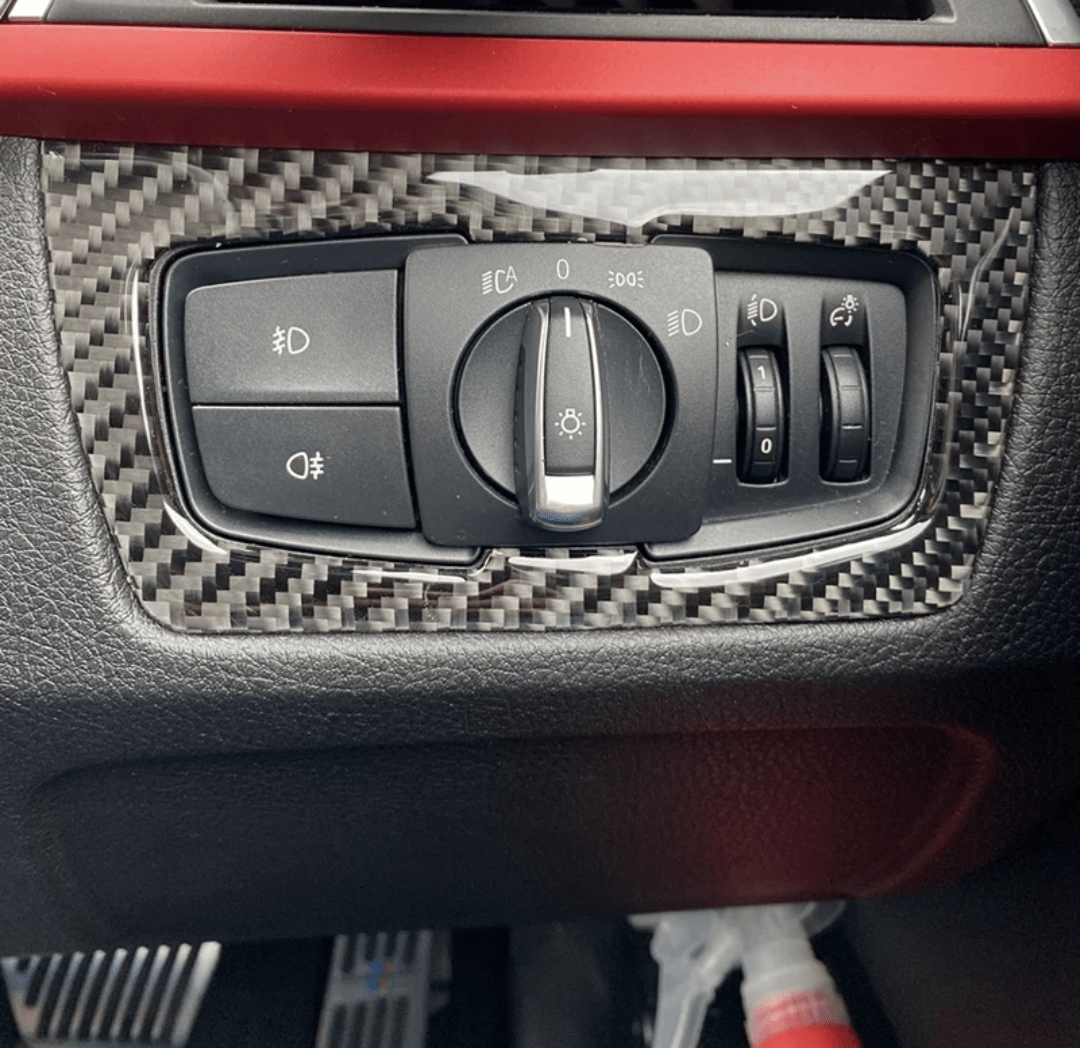 Inserts intérieur carbone tableau de bord pour BMW Série 3 F30 M3 F80 (2012 à 2018), insert commande de phares