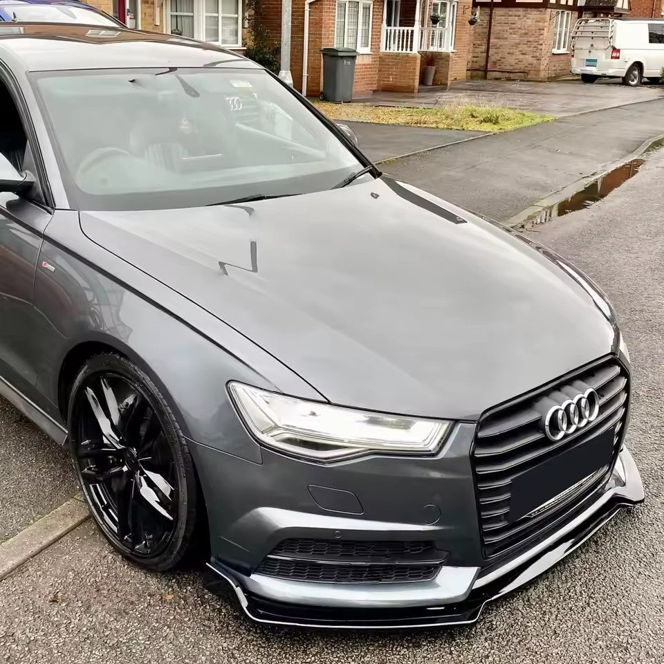 Lame avant splitter de pare-chocs pour Audi A6, S6 C7 restylée (2014 à 2018), vue 3