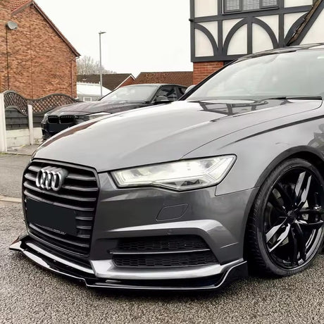 Lame avant splitter de pare-chocs pour Audi A6, S6 C7 restylée (2014 à 2018), vue 4