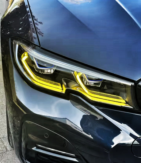 Modules LED DRL jaunes Angel Eyes look CSL pour BMW Série 3 G20, M3 G80 (2019 à 2023), vue 2