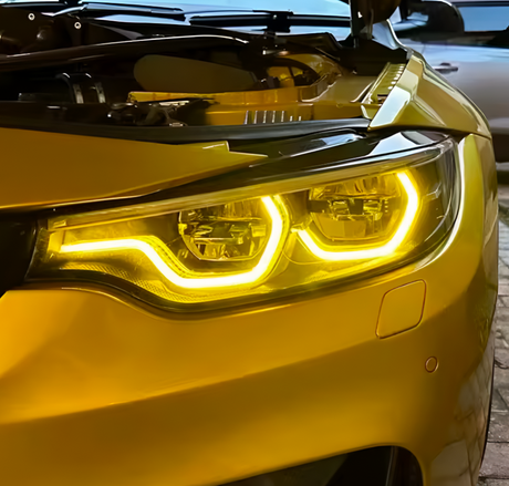 Modules LED DRL jaunes look CSL Angel Eyes pour BMW Série 4 F32, M4 F82 (2013 à 2017), vue 5