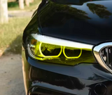 Modules LED DRL jaunes look CSL Angel Eyes pour BMW Série 5 G30 avant restylage (2016 à 2020), phase 1 pre-LCI (2016 à 2020), vue 3