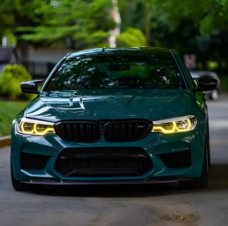 Modules LED DRL jaunes look CSL Angel Eyes pour BMW Série 5 G30 avant restylage (2016 à 2020), vue 4