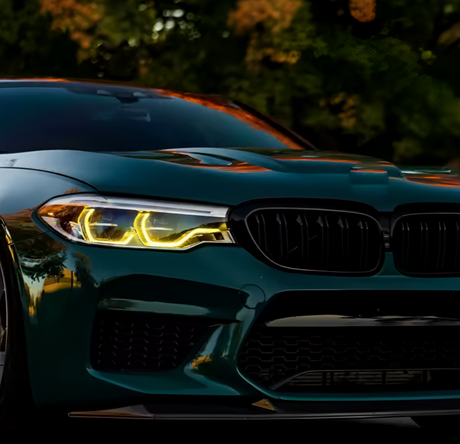 Modules LED DRL jaunes look CSL Angel Eyes pour BMW Série 5 G30 avant restylage (2016 à 2020), phase 1 pre-LCI (2016 à 2020), vue 5
