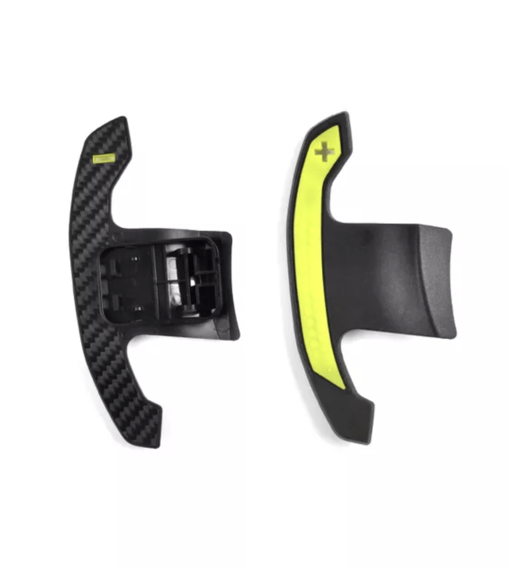 Palettes au volant carbone type BMW M Competition pour F20 F22 F30 F32 G20 G22 G30, grip jaune
