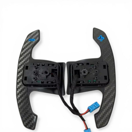 Palettes au volant look M-Competition carbone pour BMW Série 4 G22 M4 G82 (2020 à 2025), coloris bleu, avec électronique