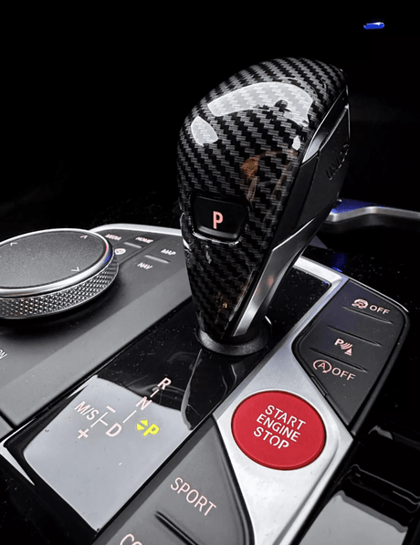 Pommeau sélecteur de levier de vitesse carbone pour BMW Série 3 G20 (2020 à 2025), vue 3