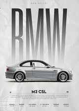 Poster de voiture, affiche murale BMW M3 E46 CSL