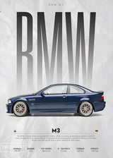 Poster de voiture, affiche murale BMW M3 E46 CSL, vue 2