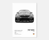 Poster voiture, affiche murale BMW Motorsport, BMW M2 Competition, fond blanc