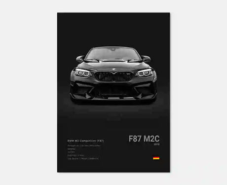 Poster voiture, affiche murale BMW Motorsport, BMW M2 Competition, fond noir