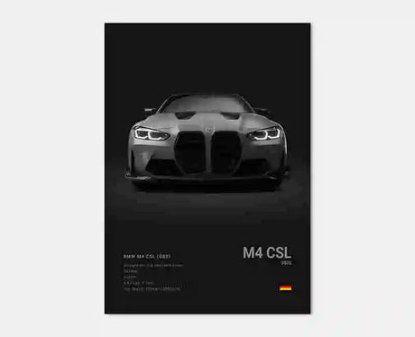 Poster voiture, affiche murale BMW Motorsport, BMW M4 CSL, fond noir