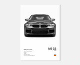 Poster voiture, affiche murale BMW Motorsport, BMW M5 CS, fond blanc