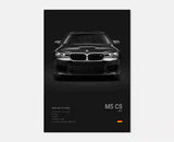 Poster voiture, affiche murale BMW Motorsport, BMW M5 CS, fond noir