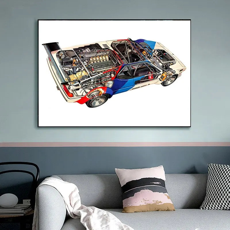 Poster voiture de course BMW M1 Procar en vue de coupe