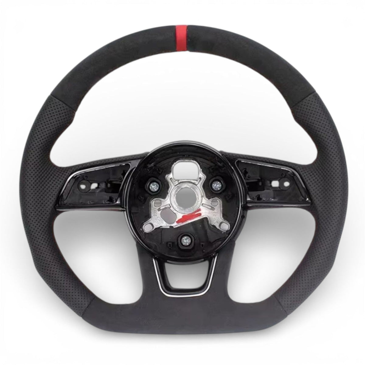 Volant à méplat Performance pour Audi A3, S3 8V (2012 à 2020), cuir noir et alcantara, surpiqûres noires