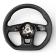 Volant à méplat Performance pour Audi A4, S4 B9 (2015 à 2024), cuir noir, surpiqûres noires, sans logo