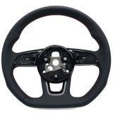 Volant à méplat Performance pour Audi A5, S5 B9 (2016 à 2024), cuir noir, surpiqûres rouges